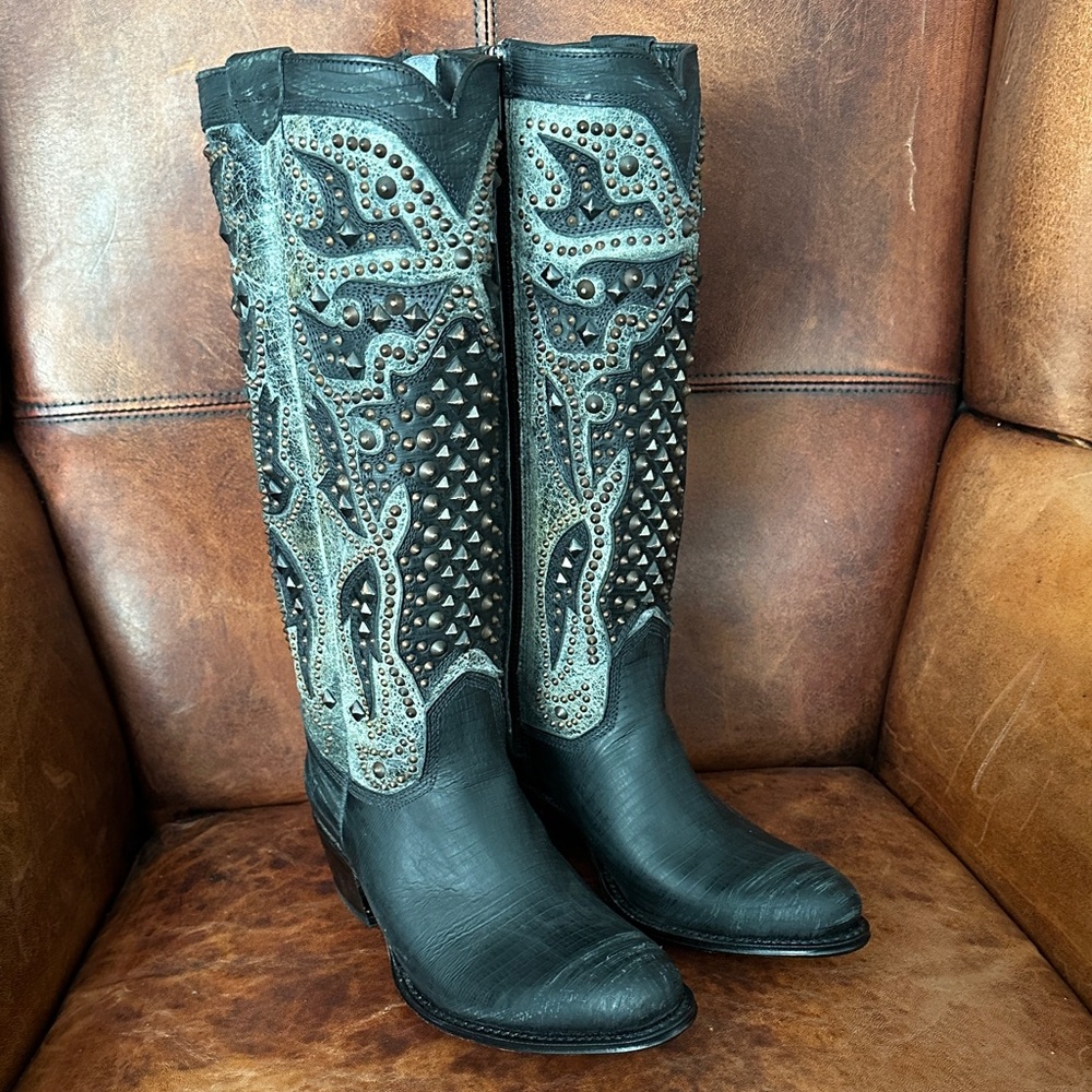 Frye Deborah Deco Studded Heeled Boots